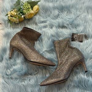 NWT Zara Glitter Kitten Heel Booties
